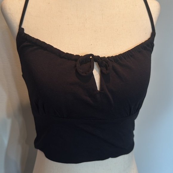 Cotton on Black Spaghetti Cami Strap Crop Top NWT S - Picture 2 of 12
